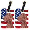Redbone Coonhound with American Flag USA Luggage Tag