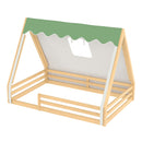 Full Size House Floor Bed with Tent and Light