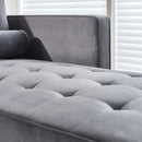 64" Velvet Chaise, Mid-Century Modern Chaise Furniture, Sleeper for Living Room, Apartment, Tool-Free Assembly. (Gray)