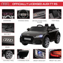 6V Kids Electric Ride On Car, Licensed Audi TT RS with Suspension System and Remote Control, Horn, 5 Songs, Lights, MP3 Player - Black