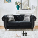 Chesterfield Upholstery Fabric Loveseat With Roll Armrest And Nailhead by HouseOfZazla