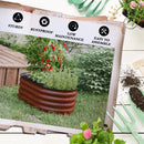 3.5' x 2' x 1.4' Galvanized Raised Garden Bed Kit, Outdoor Metal Elevated Planter Box with Safety Edging, Easy DIY Stock Tank for Growing Flowers, Herbs & Vegetables, Brown