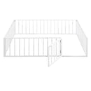 Metal Floor Bed Frame With Fence And Door by HouseOfZazla