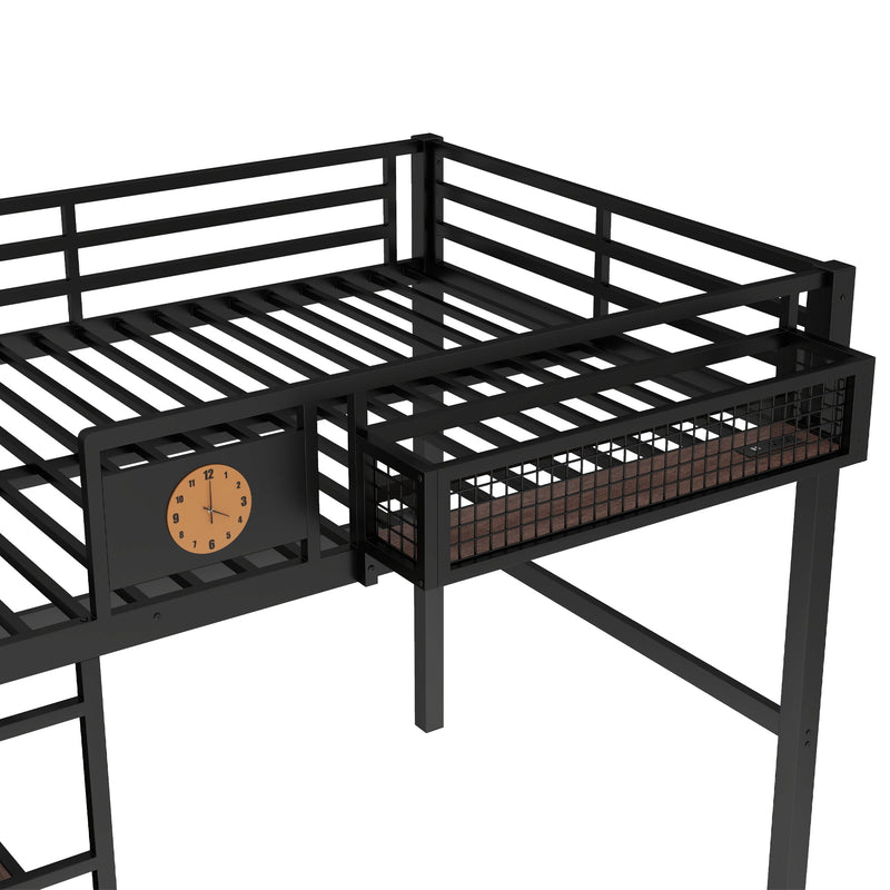 Full Size Loft Bed Frame with Desk and Charging Port, photo 10 of 10
