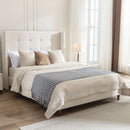 Peyton - Upholstered Bed With 54" High Headboard, Traditional Hand Buttoned Tufting by HouseOfZazla