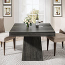 Square Dining Table For 4 With Thick Grain Top And Sturdy Pedestal Base - Gray by HouseOfZazla