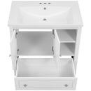 30" Bathroom Vanity with Sink, Bathroom Storage Cabinet with Doors and Drawers, Solid Wood Frame, Ceramic Sink, White