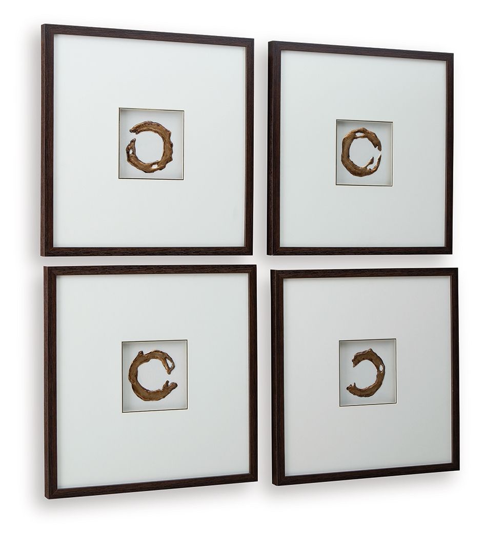 Dallbourne - Wall Art Set (Set of 4) - White / Gold Finish, photo 4 of 6