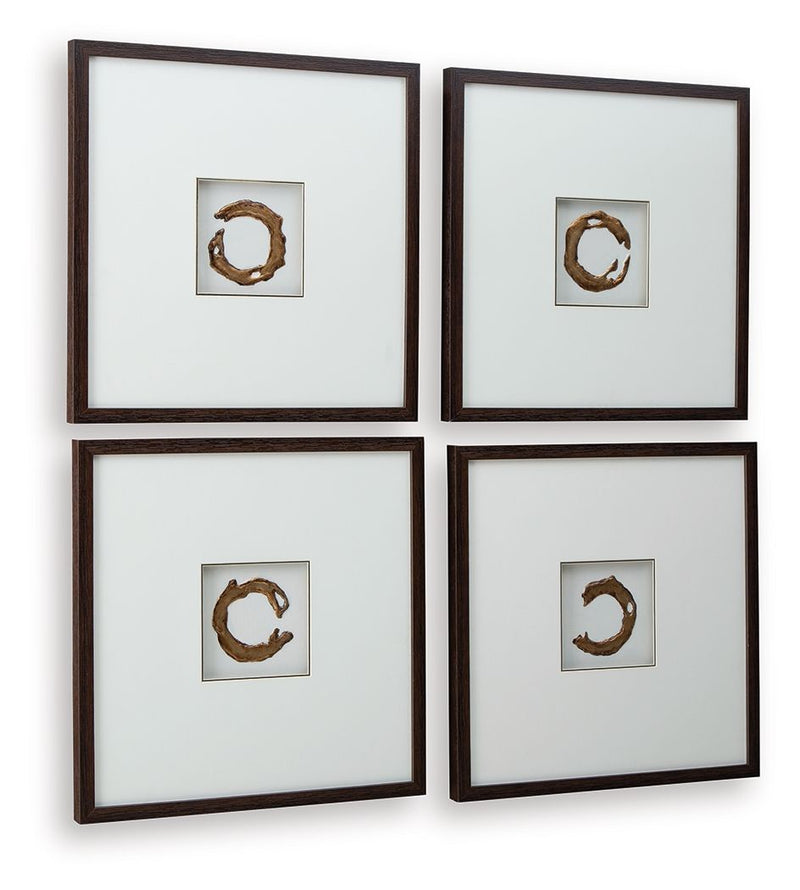 Dallbourne - Wall Art Set (Set of 4) - White / Gold Finish, photo 4 of 6