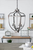 4 Light Metal Chandelier, Hanging Light Fixture With Adjustable Chain For Kitchen, Bulb Not Included - Gray by HouseOfZazla