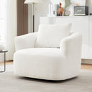 360° Swivel Barrel Sofa Chair with Throw Pillow, Chenille Upholstered Accent Chair, Beige, 38.2'