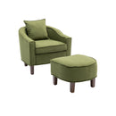 Accent Chair with Ottoman, Mid Century Modern Barrel Chair Upholstered Club Tub Round Arms Chair for Living Room