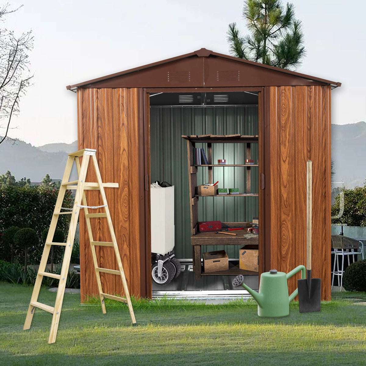 Outdoor Metal Storage Shed With Floor Base, photo 21 of 40