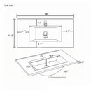 36" Ceramic Basin Sink, 0.8" Ultra-Thin Profile
