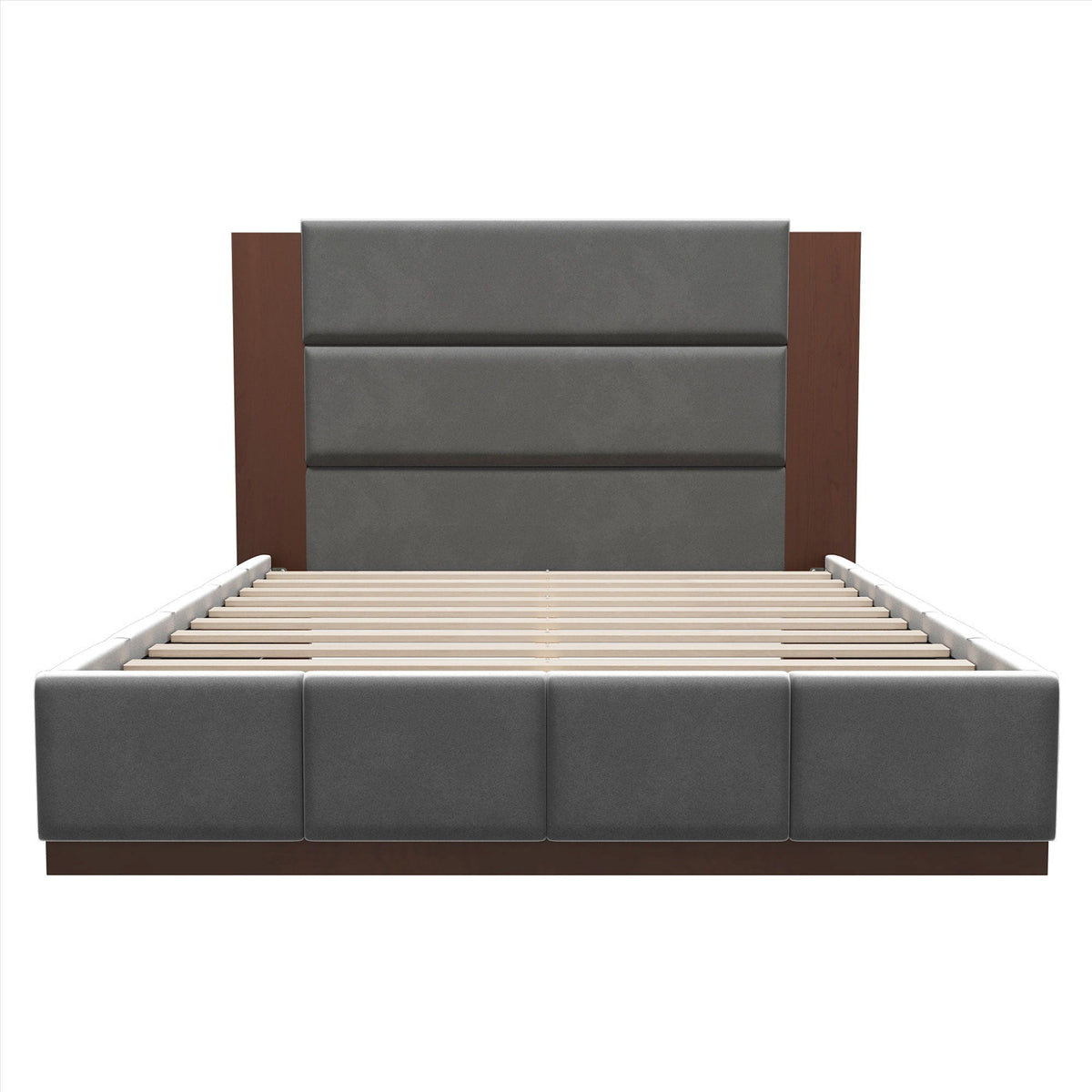 Modern Upholstered Platform Bed With Extended Headboard, photo 17 of 23