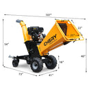 6'' 420Cc 15Hp Pull Start Gas Powered 4 - Wheels Chipper Shredder Mulcher With Towbar / Stop Bar - Yellow by HouseOfZazla