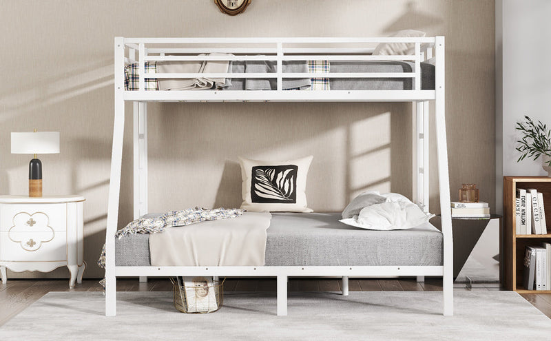 Metal Twin over Full Bunk Bed for Teens and Adults,Space-Saving/Noise Reduced/No Box Spring Needed, White