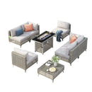 K&K Patio 8-Piece Patio Furniture Set with 43" Fire Pit Table by HouseOfZazla