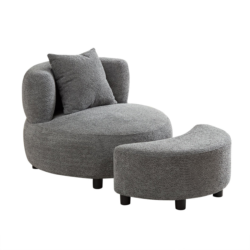 Walker Edison | Modern Teddy Cloud Accent Chair with Ottoman