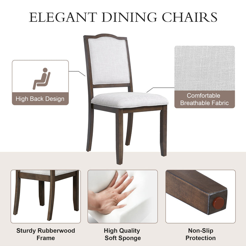 Farmhouse Dining Chairs Set of 4, Upholstered Dining Chairs with High Back, Modern Seating for Kitchen, Bedroom & Living Room(Beige+Brown)