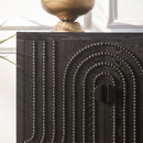 Modern Sideboard Cabinet With Decorative Nailhead Accents, Stylish Storage Solution For Dining, Living Rooms - Black by HouseOfZazla