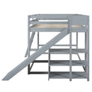 Bunk Bed With Ladder, Slide, And Shelves Pine Wood by HouseOfZazla