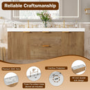 Double Sink Bathroom Vanity Soft Close Doors, Divided Drawers, Wall Mounted - Wood by HouseOfZazla