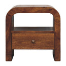 Solid Wood Darcy Nightstand, 1 Drawer and Open Shelf, Chestnut