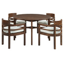 5 Piece Round Patio Table & Cushioned Armrest Chairs, Outdoor Dining Set With Umbrella Hole