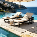 Black Iron Outdoor Chaise Lounge with Cream Cushion