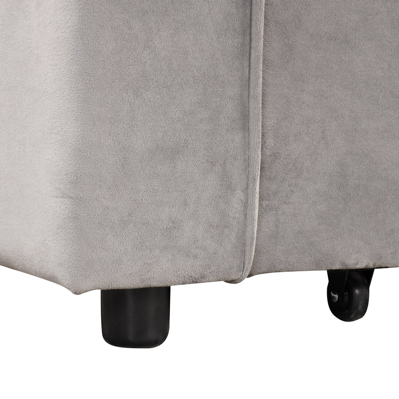 55.3" 4-1 Multi-functional Sofa Bed with Cup Holder and USB Port for Living Room or Apartments, Gray