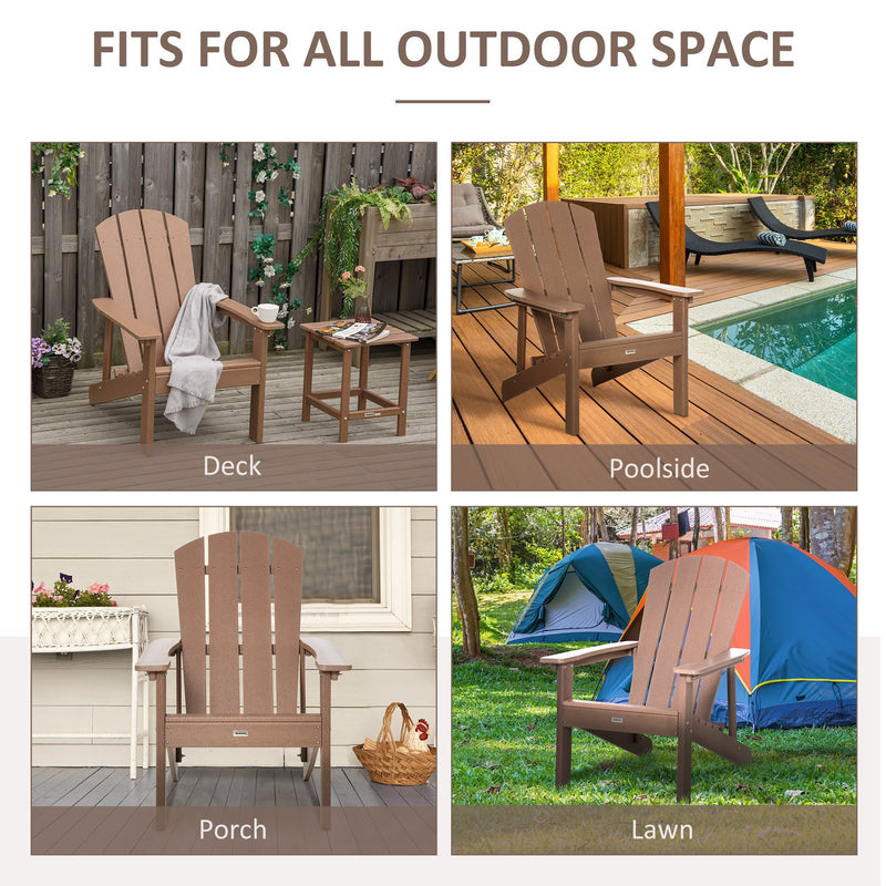 Adirondack Chair, Faux Wood Patio & Fire Pit Chair, Weather Resistant HDPE for Deck, Outside Garden, Porch, Backyard, Brown
