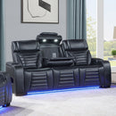 Ephron - Power Motion Sofa With Dropdown Table, Wireless Charging, Reading Light, Power Headrests & LED - Black by Unique Piece Furniture