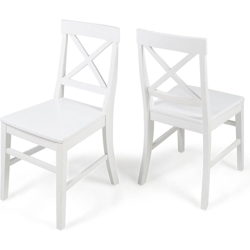 Acacia Wood Dining Chairs, White