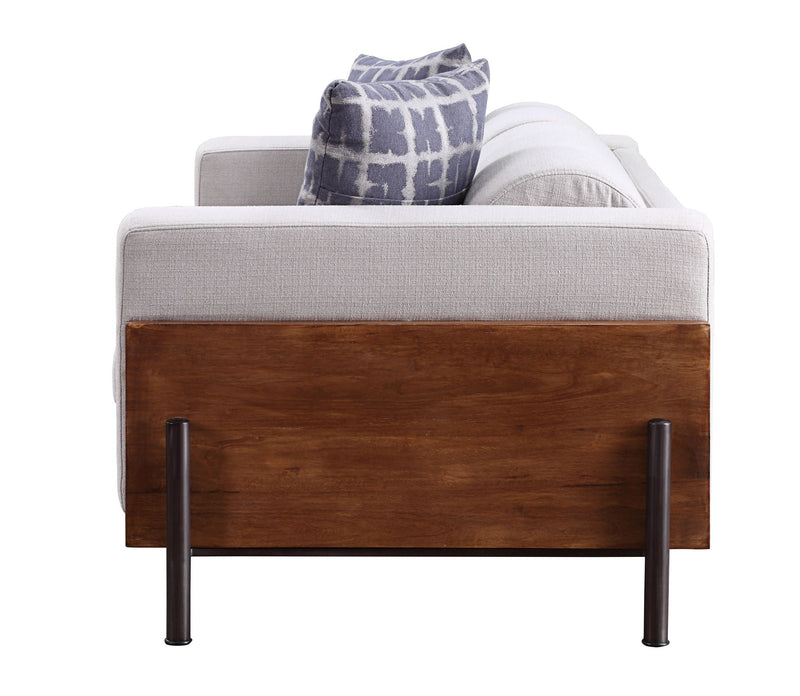 Pelton - Loveseat With 2 Pillows - Fabric & Walnut, photo 4 of 5