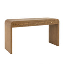 Walnut Curved Design 3-Drawer Long Console Table