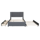Upholstered Platform Bed With Drawers, Classic Headboard Design by Unique Piece Furniture
