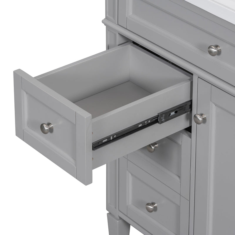 30" Bathroom Vanity with Top Sink, Modern Bathroom Storage Cabinet with 2 Drawers and a Tip-out Drawer, Single Sink Bathroom Vanity