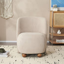 Modern Low Back Accent Chair, Upholstered Armless Living Room Chairs, Round Pine Wood Feet, for Small Living Spaces, Living Room, Bedroom, Balcony, Office, Reading Nook, Khaki