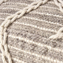 Modern Wool Rope Square Pouf Ottoman Floor Cushion - Gray / Ivory