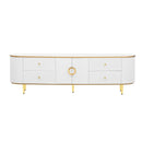 Modern TV Stand For TVs Up To 80", Entertainment Center With 4 Drawers And 1 Cabinet, Wood TV Console Table With And Handles For Living Room - White by Unique Piece Furniture