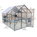 Spacious Wooden Cat Catio Outdoor Kitty House With Bridges And Roof Cover - Gray