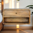 Solid Wood Floating Curve Open Slot Nightstand