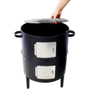 Heavy Duty Round Bbq Grill 17" Steel Charcoal Smoker For Outdoor Cooking - Black by HouseOfZazla