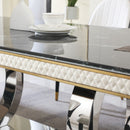 Luxury Modern Dining Table With 6 Chairs Marble Top Titanium Plated Base - Black by HouseOfZazla