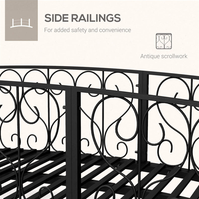 7FT Decorative Metal Arch Footbridge Garden Bridge With Safety Siderails (SAK53829)
