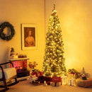 5/6/7/8/9 FT Pre-Lit Artificial Hinged Slim Pencil Christmas Tree by LJGDeals