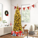5/6/7/8/9 FT Pre-Lit Artificial Hinged Slim Pencil Christmas Tree by LJGDeals