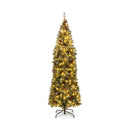 5/6/7/8/9 FT Pre-Lit Artificial Hinged Slim Pencil Christmas Tree by LJGDeals