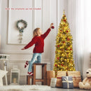 5/6/7/8/9 FT Pre-Lit Artificial Hinged Slim Pencil Christmas Tree by LJGDeals